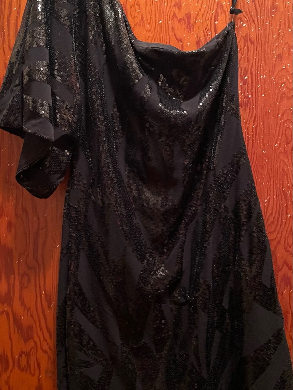 B. Smart Black Sequin One-Shoulder Dress